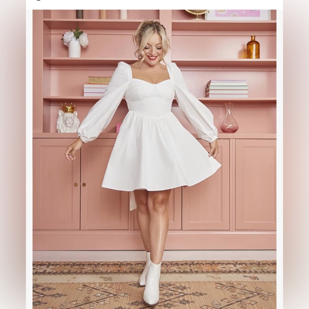 The Drop Women's Bright White Back Bow Mini Dress